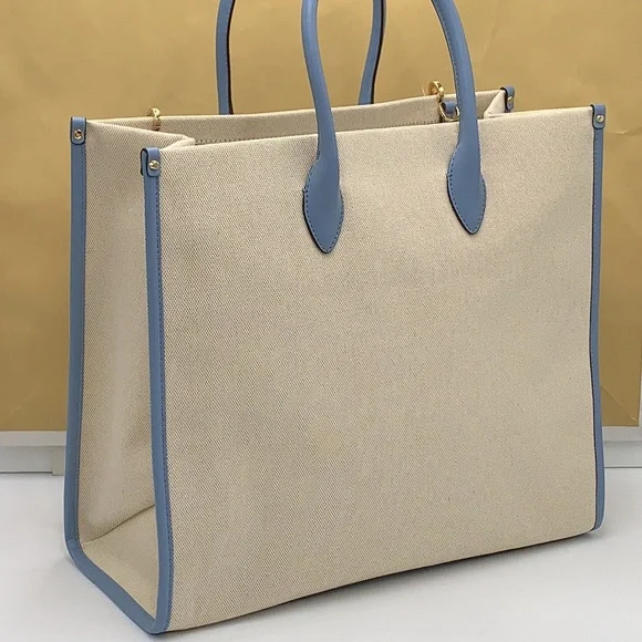 Michael Kors Mirella Large NS Logo Jacquard Tote Crossbody Bag Chambray Blue - Picture 3 of 16